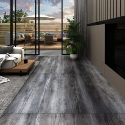 Planche De Plancher PVC Autoadhésif 5,21 M² 2 Mm Gris Brillant