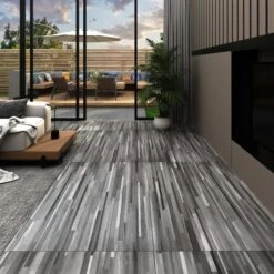 Planche De Plancher PVC Autoadhésif 5,21 M² 2 Mm Gris Rayé