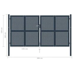 Portail De Clôture Anthracite 306x200 Cm Acier -Mobilier De Jardin Soldes portail de cloture anthracite 306x200 cm acier 8719883886428 1171323