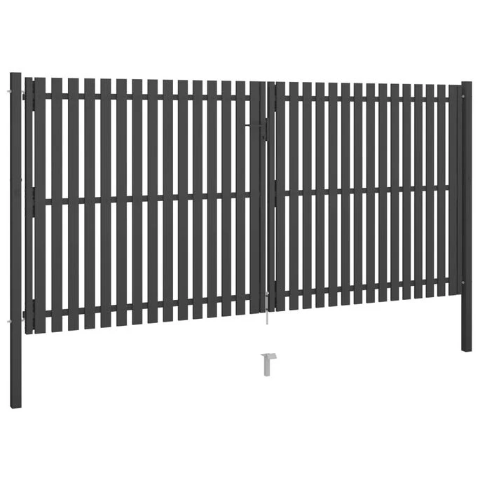 Portail De Clôture De Jardin Acier 4x2,25 M Anthracite 2 Portail De Clôture De Jardin Acier 4x2,25 M Anthracite – Image 2