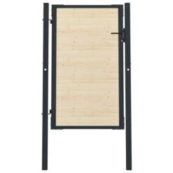 Portail De Clôture En Acier Et Bois D'épicéa 107x200 Cm