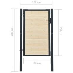 Portail De Clôture En Acier Et Bois D'épicéa 107x200 Cm -Mobilier De Jardin Soldes portail de cloture en acier et bois d epicea 107x200 cm 8720286055502 1347208