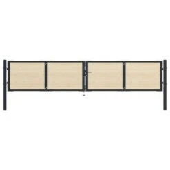 Portail De Clôture En Acier Et Bois D'épicéa 408x125 Cm