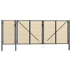 Portail De Clôture En Acier Et Bois D'épicéa 513x225 Cm -Mobilier De Jardin Soldes portail de cloture en acier et bois d epicea 513x225 cm 8720286055755 1283350