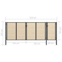 Portail De Clôture En Acier Et Bois D'épicéa 513x225 Cm -Mobilier De Jardin Soldes portail de cloture en acier et bois d epicea 513x225 cm 8720286055755 1283354