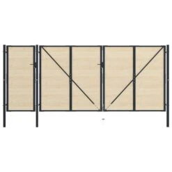 Portail De Clôture En Acier Et Bois D'épicéa 513x250 Cm -Mobilier De Jardin Soldes portail de cloture en acier et bois d epicea 513x250 cm 8720286055762 1283357