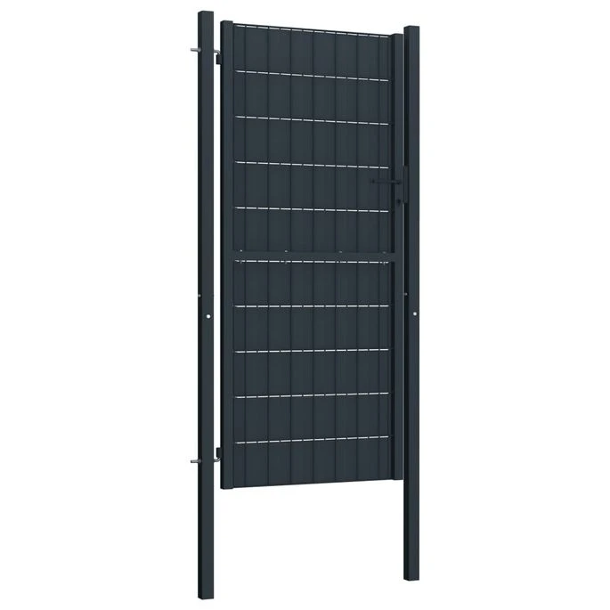 Portail De Clôture PVC Et Acier 100x204 Cm Anthracite 2 Portail De Clôture PVC Et Acier 100x204 Cm Anthracite – Image 2