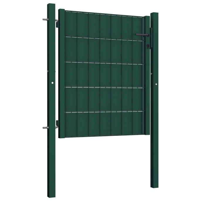 Portail De Clôture PVC Et Acier 100x81 Cm Vert 2 Portail De Clôture PVC Et Acier 100x81 Cm Vert – Image 2