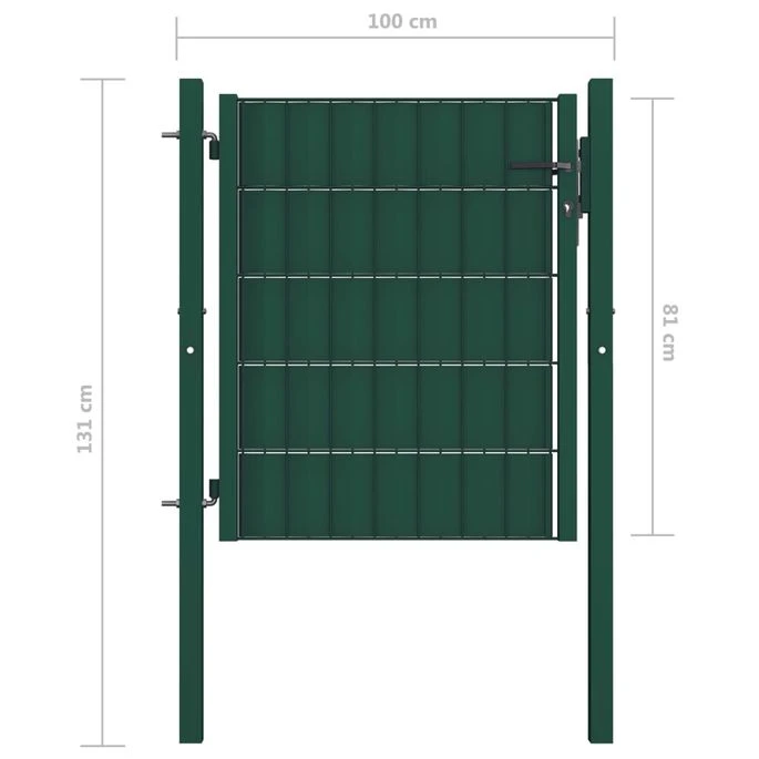 Portail De Clôture PVC Et Acier 100x81 Cm Vert 4 Portail De Clôture PVC Et Acier 100x81 Cm Vert – Image 4