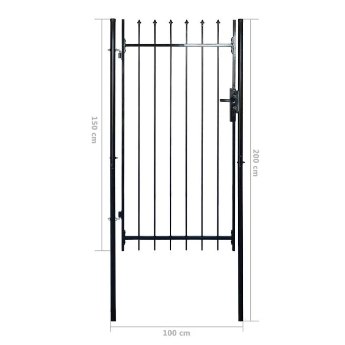 Portail De Clôture Simple Avec Haut De Lance 100 X 150 Cm 7 Portail De Clôture Simple Avec Haut De Lance 100 X 150 Cm – Image 7