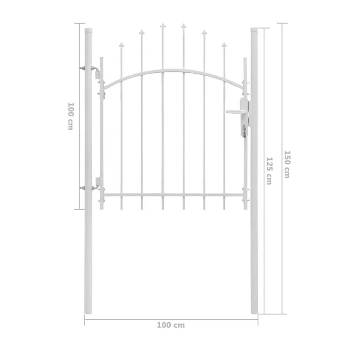Portail De Jardin Acier 1 X 1,5 M Blanc 5 Portail De Jardin Acier 1 X 1,5 M Blanc – Image 5
