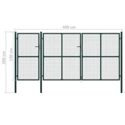 Portail De Jardin Acier 400 X 150 Cm Vert 2 -Mobilier De Jardin Soldes portail de jardin acier 400 x 150 cm vert 3666722886970 1168332