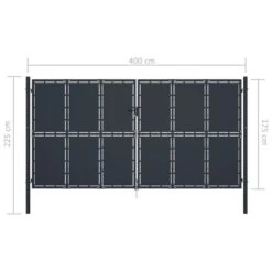 Portail De Jardin Acier 400 X 175 Cm Anthracite 2 -Mobilier De Jardin Soldes portail de jardin acier 400 x 175 cm anthracite 3666722603775 1169134