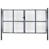Portail En Maille De Jardin Acier Galvanisé 289x175 Cm Gris