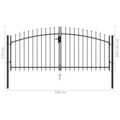 Portillon Double Porte Avec Dessus à Pointe Acier 3x1,25 M Noir -Mobilier De Jardin Soldes portillon double porte avec dessus a pointe acier 3x1 25 m noir 3666722199100 1170678
