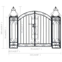 Portillon Ornemental De Jardin Fer Forgé 122x20,5x100 Cm -Mobilier De Jardin Soldes portillon ornemental de jardin fer forge 122x20 5x100 cm 3666722178655 1219408