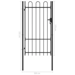 Portillon Simple Porte Avec Dessus Arqué Acier 1x1,75 M Noir -Mobilier De Jardin Soldes portillon simple porte avec dessus arque acier 1x1 75 m noir 3666722195935 1174372