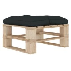 Pouf De Jardin Coussin Gris Et Palette Pin Massif Clair Farsa