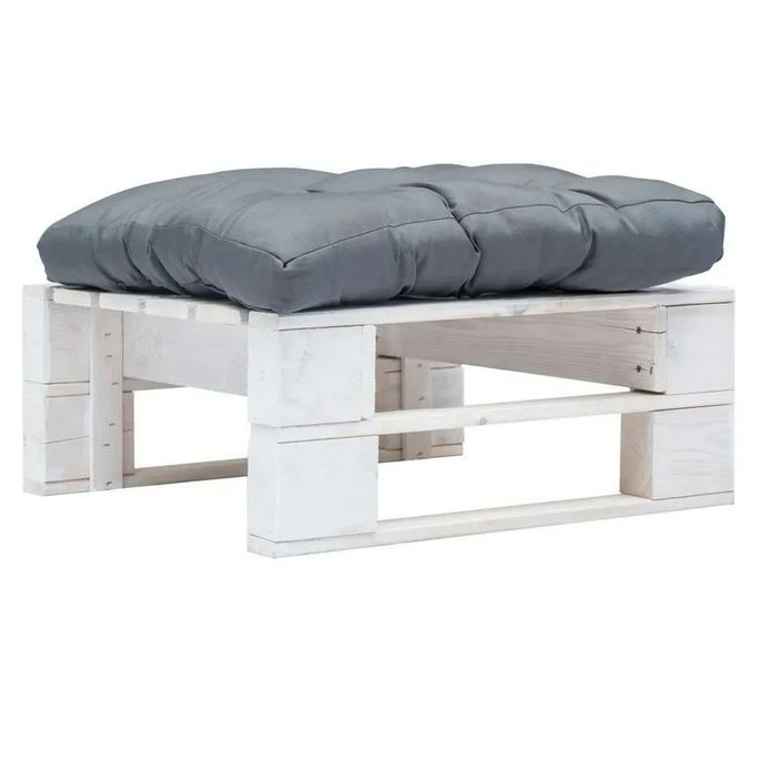 Pouf De Jardin Polyester Gris Et Pin Massif Blanc Vralee 1 Pouf De Jardin Polyester Gris Et Pin Massif Blanc Vralee