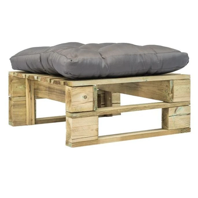 Pouf De Jardin Polyester Gris Et Pin Massif Clair Vralee 1 Pouf De Jardin Polyester Gris Et Pin Massif Clair Vralee