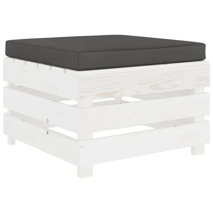 Repose-pied Palette De Jardin Avec Coussin Anthracite Bois 1 Repose-pied Palette De Jardin Avec Coussin Anthracite Bois