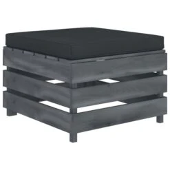 Repose-pied Palette De Jardin Avec Coussin Anthracite Bois 3