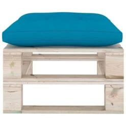 Repose-pied Palette De Jardin Avec Coussin Bleu Bois De Pin -Mobilier De Jardin Soldes repose pied palette de jardin avec coussin bleu bois de pin 8720286304891 1261535