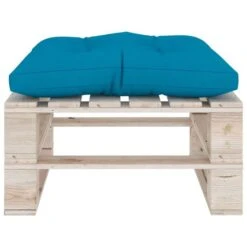 Repose-pied Palette De Jardin Avec Coussin Bleu Bois De Pin -Mobilier De Jardin Soldes repose pied palette de jardin avec coussin bleu bois de pin 8720286304891 1261536