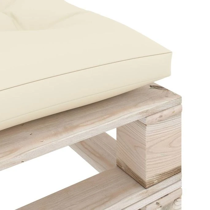 Repose-pied Palette De Jardin Avec Coussin Crème Bois De Pin 5 Repose-pied Palette De Jardin Avec Coussin Crème Bois De Pin – Image 5