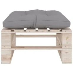 Repose-pied Palette De Jardin Avec Coussin Gris Bois De Pin -Mobilier De Jardin Soldes repose pied palette de jardin avec coussin gris bois de pin 8720286304884 1261530