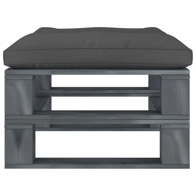 Repose-pied Palette De Jardin Avec Coussin Noir Bois 2 3 Repose-pied Palette De Jardin Avec Coussin Noir Bois 2 – Image 3