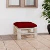 Repose-pied Palette De Jardin Avec Coussin Rouge Bordeaux Pin