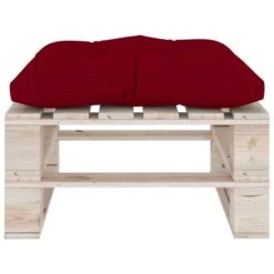 Repose-pied Palette De Jardin Avec Coussin Rouge Bordeaux Pin -Mobilier De Jardin Soldes repose pied palette de jardin avec coussin rouge bordeaux pin 8720286304921 1194723