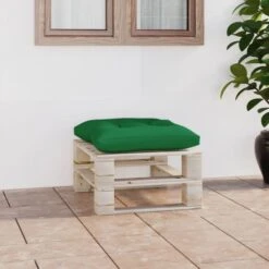 Repose-pied Palette De Jardin Avec Coussin Vert Bois De Pin