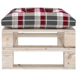 Repose-pied Palette De Jardin Et Coussin à Carreaux Rouge Pin -Mobilier De Jardin Soldes repose pied palette de jardin et coussin a carreaux rouge pin 8720286304952 1209022