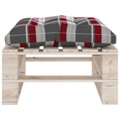 Repose-pied Palette De Jardin Et Coussin à Carreaux Rouge Pin -Mobilier De Jardin Soldes repose pied palette de jardin et coussin a carreaux rouge pin 8720286304952 1209023