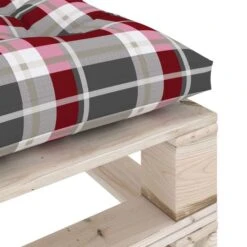 Repose-pied Palette De Jardin Et Coussin à Carreaux Rouge Pin -Mobilier De Jardin Soldes repose pied palette de jardin et coussin a carreaux rouge pin 8720286304952 1209024