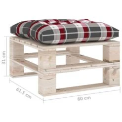 Repose-pied Palette De Jardin Et Coussin à Carreaux Rouge Pin -Mobilier De Jardin Soldes repose pied palette de jardin et coussin a carreaux rouge pin 8720286304952 1209025