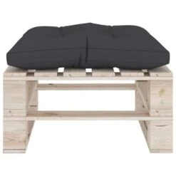 Repose-pied Palette De Jardin Et Coussin Anthracite Bois De Pin -Mobilier De Jardin Soldes repose pied palette de jardin et coussin anthracite bois de pin 8720286304846 1194693