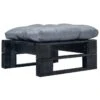 Repose-pied Palette De Jardin Et Coussin Gris Bois Noir