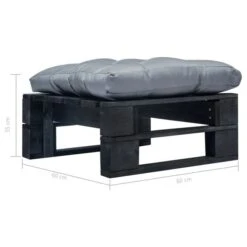 Repose-pied Palette De Jardin Et Coussin Gris Bois Noir -Mobilier De Jardin Soldes repose pied palette de jardin et coussin gris bois noir 3666722887120 1177138