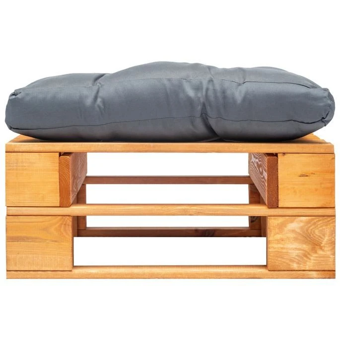 Repose-pied Palette De Jardin Et Coussin Gris Marron Miel Bois 2 Repose-pied Palette De Jardin Et Coussin Gris Marron Miel Bois – Image 2
