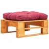 Repose-pied Palette De Jardin Et Coussin Rouge Marron Miel Bois