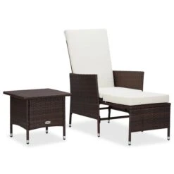Produits populaires 19 Salon De Jardin 2 Pcs Avec Coussins Résine Tressée Marron 3