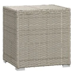 Set Chaise Longue Et Table Tissu Et Résine Tressée Gris Viali -Mobilier De Jardin Soldes set chaise longue et table tissu et resine tressee gris 3666722554411 389564