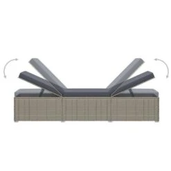 Set Chaise Longue Et Table Tissu Et Résine Tressée Gris Viali -Mobilier De Jardin Soldes set chaise longue et table tissu et resine tressee gris 3666722554411 389565