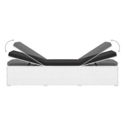 Set Chaise Longue Et Table Tissu Noir Et Résine Blanche Viali -Mobilier De Jardin Soldes set chaise longue et table tissu noir et resine blanche 3666722554398 389574