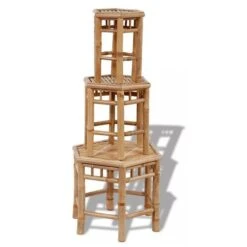 Set De 3 Tabourets De Jardin Bambou Clair Maboun -Mobilier De Jardin Soldes set de 3 tabourets de jardin bambou clair maboun 3666722763028 386558