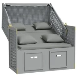 Strandkorb Avec Coussins Résine Tressée Et Bois Solide Gris 12 Strandkorb Avec Coussins Résine Tressée Et Bois Solide Gris -Mobilier De Jardin Soldes strandkorb avec coussins resine tressee et bois solide gris 3666722750981 1409651