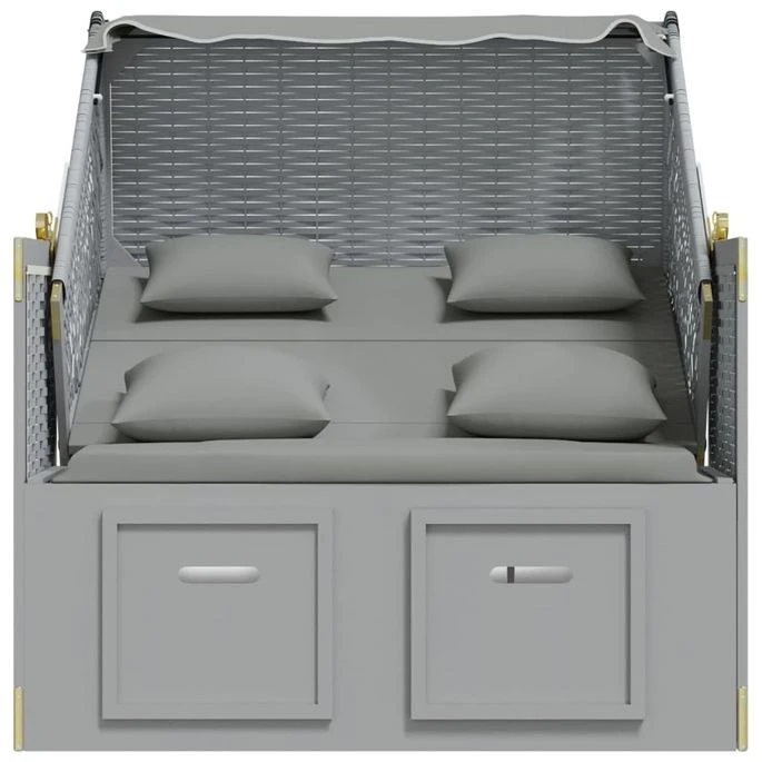 Strandkorb Avec Coussins Résine Tressée Et Bois Solide Gris 8 Strandkorb Avec Coussins Résine Tressée Et Bois Solide Gris – Image 8